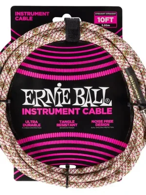Preishit | ERNIE BALL 6426 Braided Instrument Cable EA 10ft Instrumentenkabel, Gewebe, KL/KL, beige, 3m