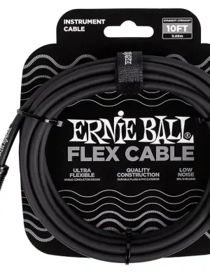 Letzte Chance | ERNIE BALL 6434 Flex Instrument Cable BK 10ft Instrumentenkabel, KL/KL, Schwarz, 3m