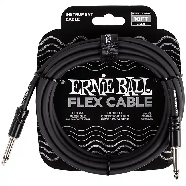 Letzte Chance | ERNIE BALL 6434 Flex Instrument Cable BK 10ft Instrumentenkabel, KL/KL, Schwarz, 3m