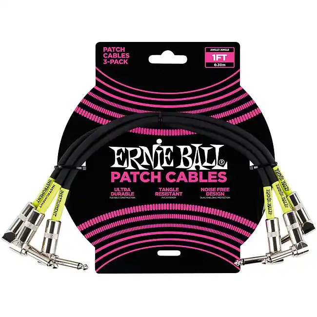 Top-Angebot | ERNIE BALL 6075 Patch Cable Patchkabel WKl-WKl 30cm (3er Pack), schwarz