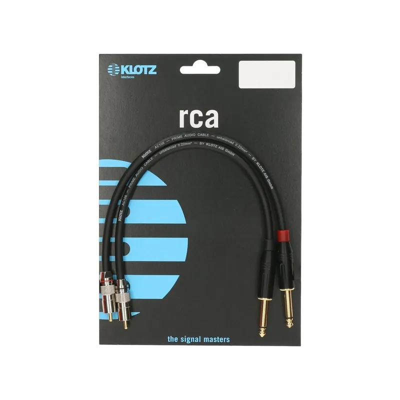 Klotz 2x RCA Stecker auf 2x Klinkenstecker PP 1,5 Meter - Profi-Qualität