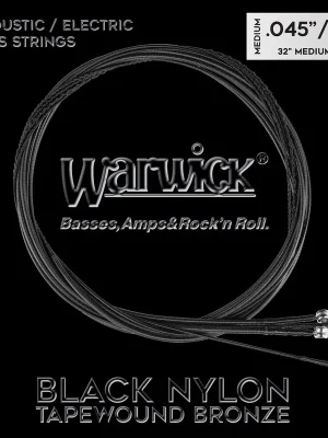 Warwick Black Nylon Tapewound Acoustic / Electric Bass String Set - 4-String, Medium, 045"-.105", Medium Sca | Neu verfügbar