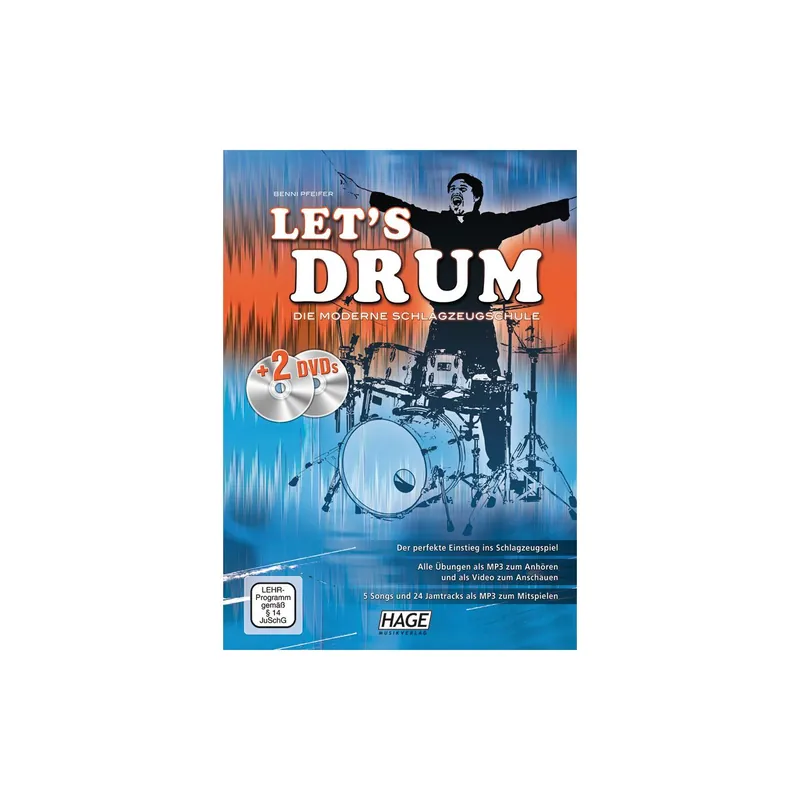 Versandbereit | Hage-verlag Let‘s Drum - Schlagzeugschule mit 2 DVDs