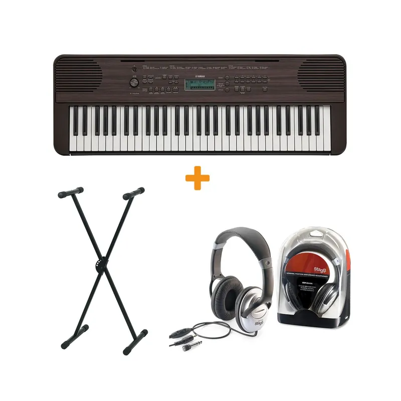 Yamaha PSR-E360 Keyboard in dunkler Nussbaum Set II mit Ständer und Kopfhörer - Nur wenige verfügbar