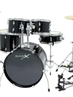 Basix Drumset Classic 22" in Schwarz, Chrome Hardware - Fast ausverkauft