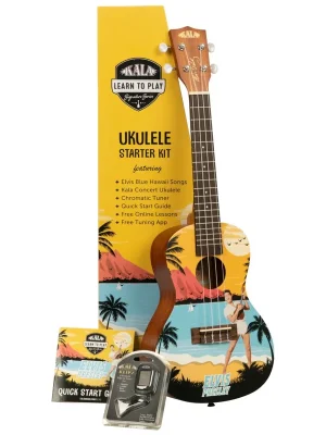 Schnäppchen - Kala KALA-LTP-C-EBH - Kala Learn To Play Elvis Blue Hawaii, Concert Ukulele Starter Kit