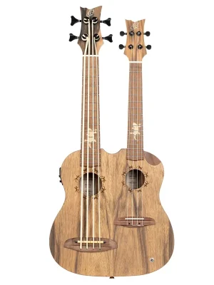 Ortega HYDRA-BSTE Custom Built Double Neck UkeBass & Tenor Ukulele Lizard Design + Bag - Direkt bestellen
