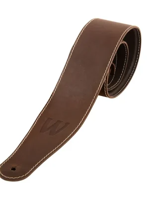 Warwick Teambuilt Genuine Leather Bass Strap - Brown, Blind Embossing - Mega-Angebot