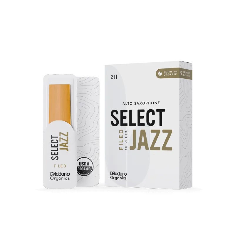 D‘addario Filed Organic Select Jazz Blätter für Altsaxophon, Stärke 2, hart, 10er-Packung | Zeitlich begrenzt