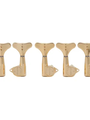 Heute bestellen - Graphtech PRB-5320-G0 Ratio Bass Machine Heads with Y-Style Button - 5-String, 3 + 2 - Gold