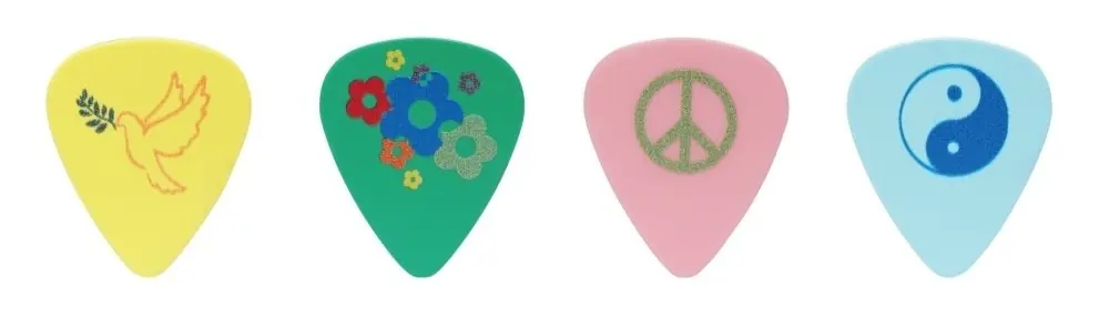 Bewährte Qualität - D‘andrea Cool Plecs "Peace & Love" - 351 Shape (RPPLT), 12 pcs Assorted Pick Pack, 0.46 mm