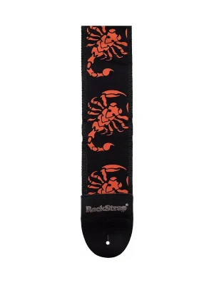 Rockstrap Nylon Bass Strap, Leather ends 80 Stiched Scorpion Motive schwarz | Fast ausverkauft