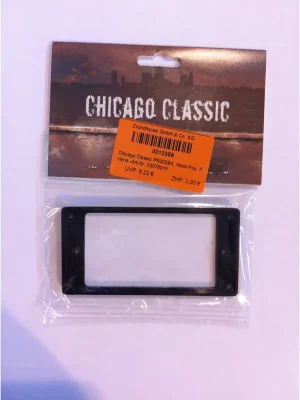 Markenqualität | Chicago Classic PR002BK, Neck-Pos. Pickuprahmen, flach, für gerade DeckenKunststoff, black Humbuckerrahmen