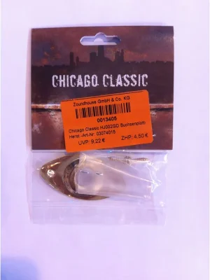 Premium - Chicago Classic HJ002GD Buchsenplatte, gold, oval-styleMetall, 50x26mm, gebogen