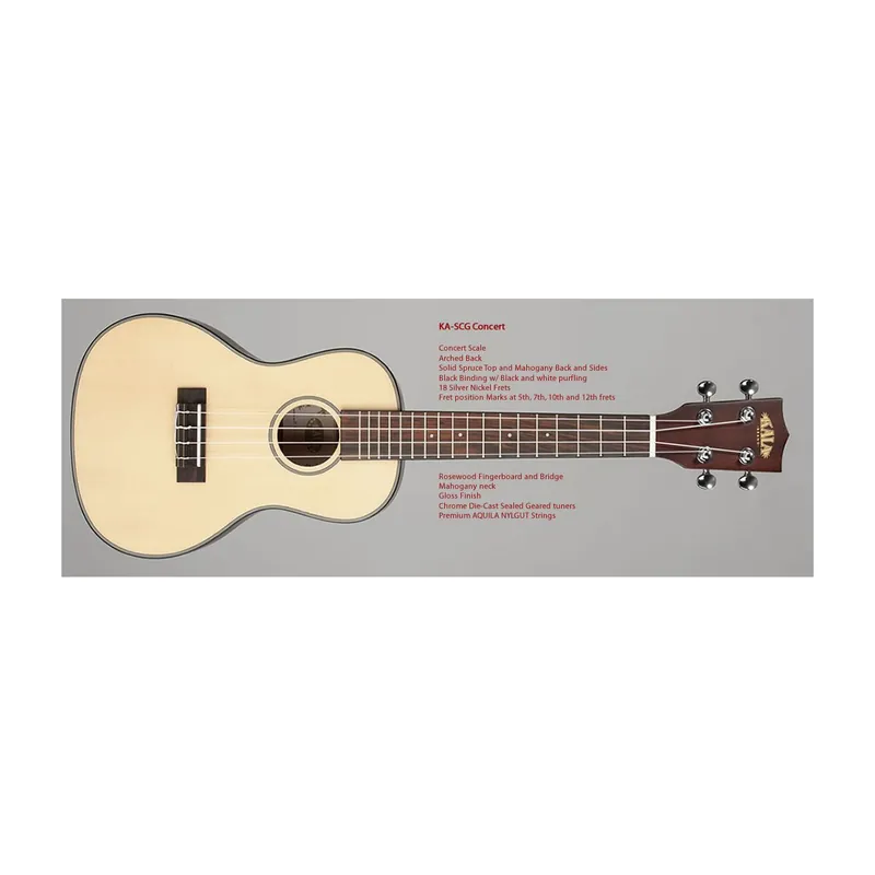 Top-Qualität - Kala Solid Spruce Top Concert Ukulele with Concert Bag (UB-C)