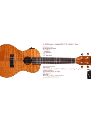 Kala Exotic Mahogany Concert Ukulele Natura with EQ, with Concert Bag (UB-C) | Topseller