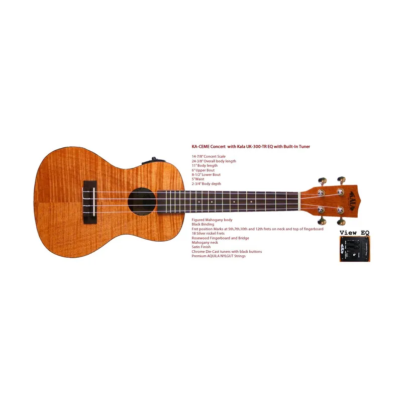 Kala Exotic Mahogany Concert Ukulele Natura with EQ, with Concert Bag (UB-C) | Topseller