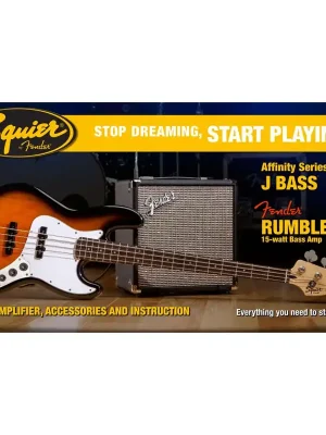 Sicher einkaufen - Squier Affinity J-Bass Set BSB - E-Bass Starter Pack