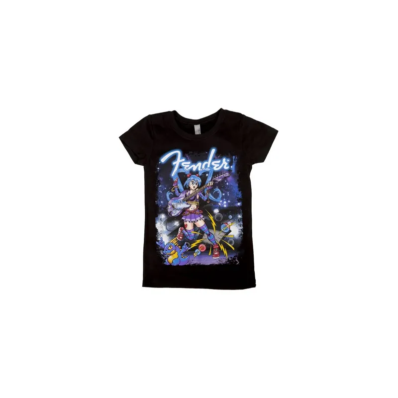 Fender Girls‘ Anime Rocker T-Shirt / M (8 Jahre) - Top-Qualität