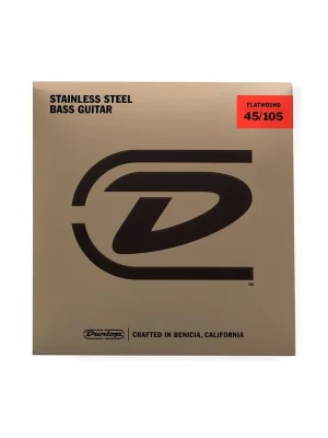 Dunlop Bass Flatwound Stainless Steel - Bass String Set, 4-String Medium, .045"-.105" - Top-Deal