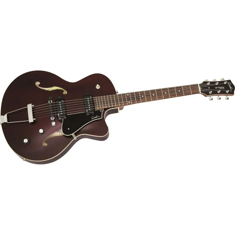 Zertifiziert - Godin 5th Avenue CW Kingpin II Burgundy - Vollresonanz E-Gitarre