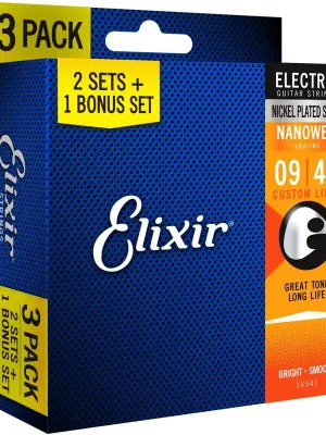 Qualitätsprodukt - Elixir 16541 3-Pack Electric Nanoweb Custom Light 9-46