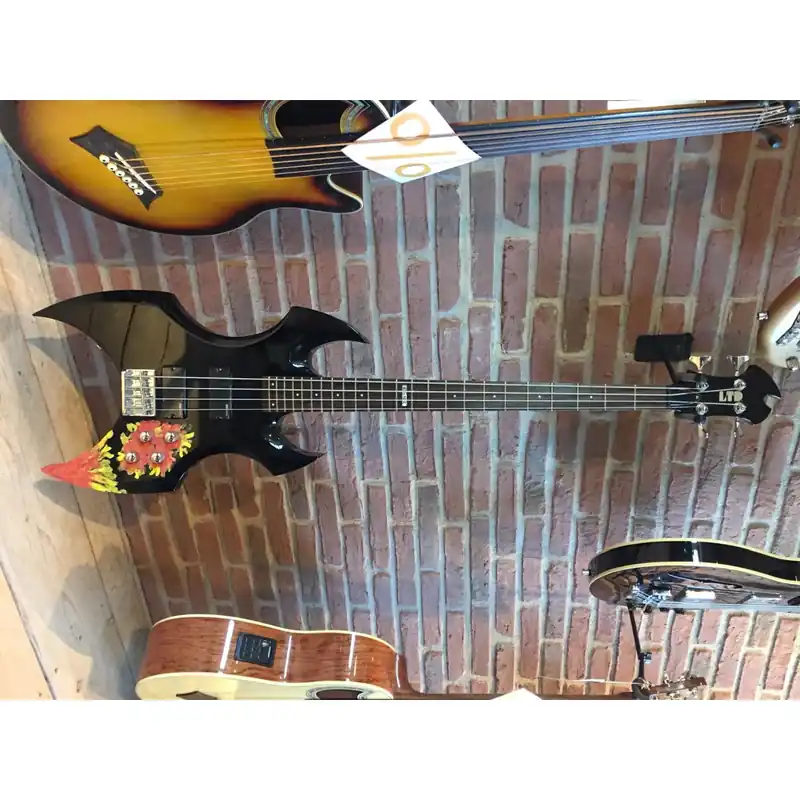 Abverkauf - ESP LTD AX-104 BLK mit Flammen- / Blümchen-Motiv ( ... wie man‘s sieht) USED