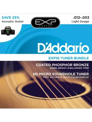 D‘addario EXP16+CT15 BUNDLE D‘ADDARIO EXP16 STRING SET 012-053 PW-CT-15 MICRO SOUNDHOLE TUNER - Extra sparen