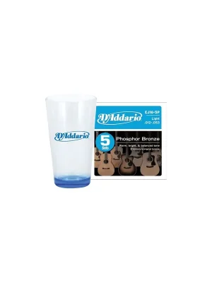 Top bewertet - D‘addario EJ16-5PG 5er Pack Saiten + Gratis Trinkglas