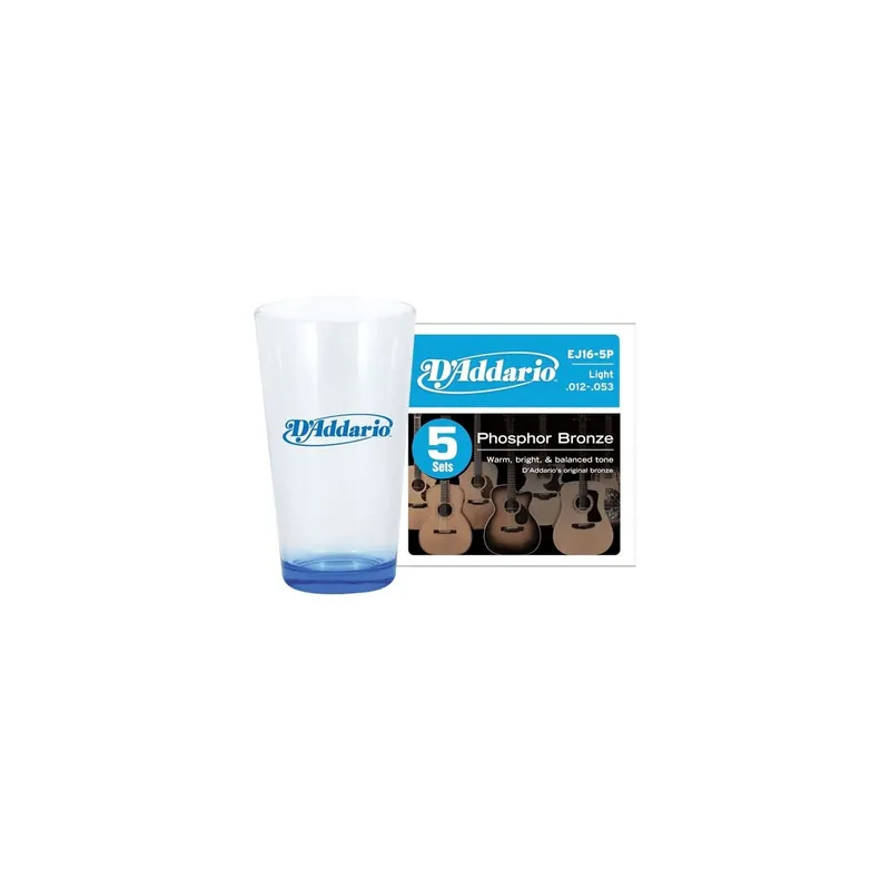 Top bewertet - D‘addario EJ16-5PG 5er Pack Saiten + Gratis Trinkglas