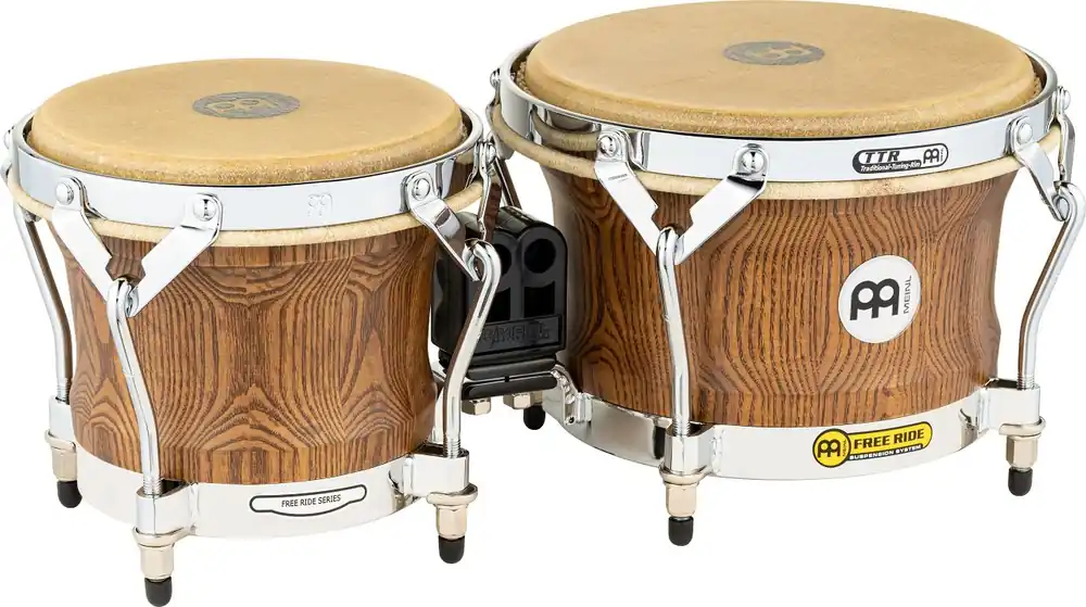 Brandneu | Meinl Free Ride Woodcraft Bongos Zebra Finished Ash 7" MACHO & 9" HEMBRA "USED" WB500ZFA-M