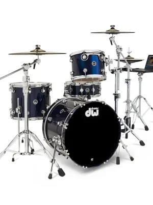 DWE Midnight Blue Metallic 4-tlg Drum Kit Set mit 3 Becken - Zertifiziert