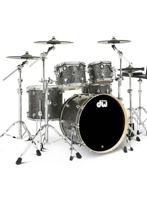 Expressversand - DWE Black Galaxy 5-tlg Drum Kit Set mit 4 Becken