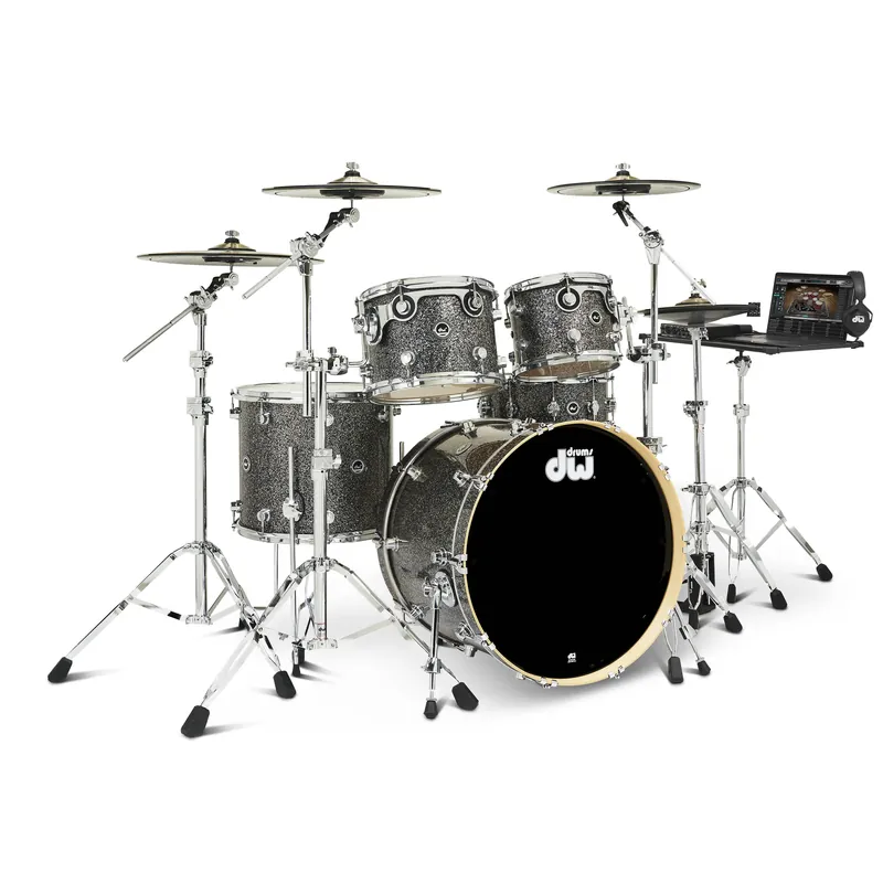 Expressversand - DWE Black Galaxy 5-tlg Drum Kit Set mit 4 Becken