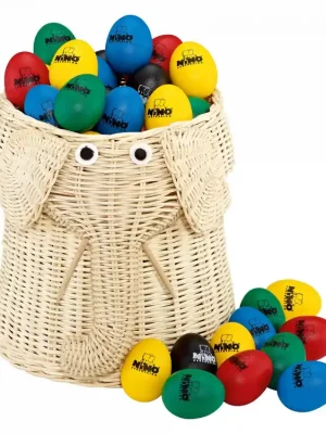 Nino Egg Shaker Sortiment 80 Stück – Kinder Percussion Set im Rattankorb - Günstig