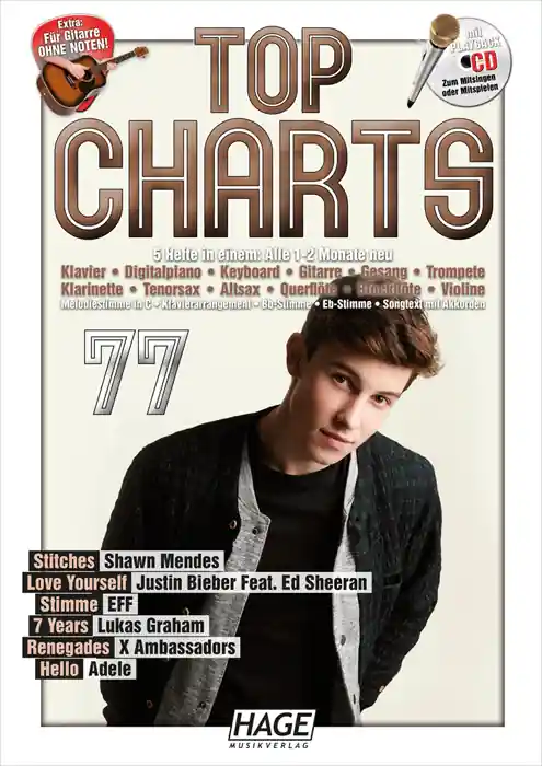 Jetzt sparen | Top Charts 77, Songbook+Playback CD
