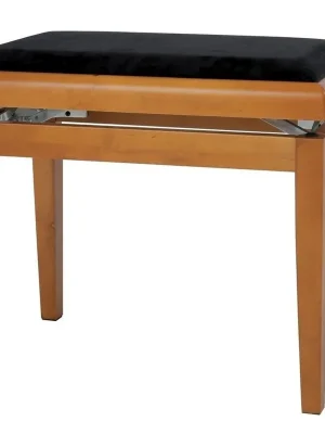 Extra-Rabatt | Klavierbank Eiche matt DeLuxe Velour-Sitzpolster schwarz