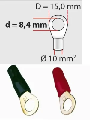 Ringösen 10 mm² D 8,4 mm 2 x rot / 2 x schwarz | Direkt ab Werk