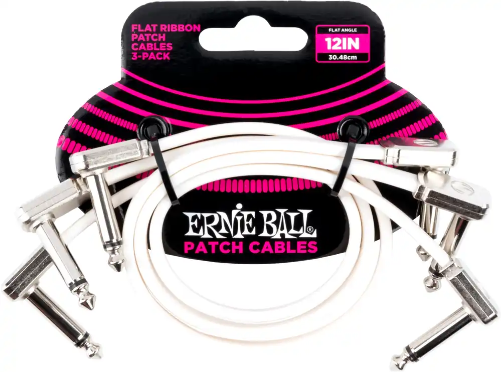 Expressversand - Ernie Ball EB6386 Patchkabel 30 cm 3er Pack Weiß