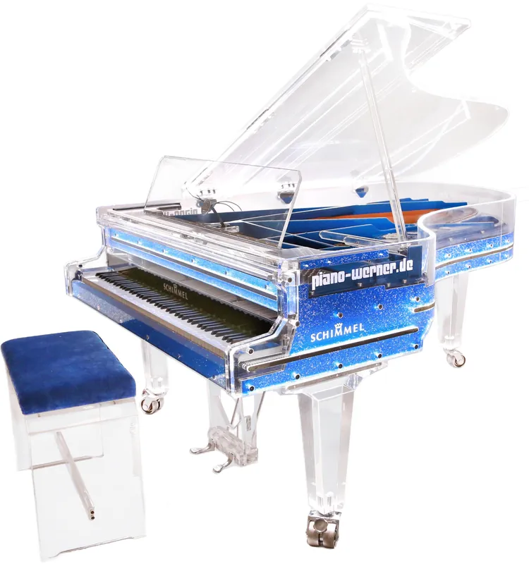 Sofort bestellbar | Schimmel K 208 Konzert blau Glasflügel Vermietung