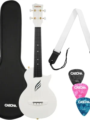 Günstig | Cascha HH 2286 Konzertukulele Carbon Fibre weiß Set
