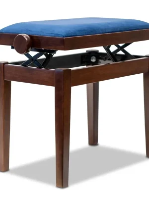 Hidrau Model Klavierbank BG27 Nussbaum matt Velour Blau | Nicht verpassen