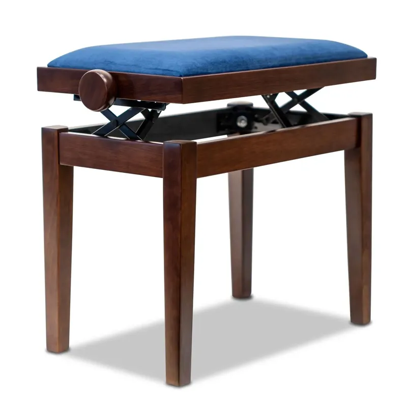 Hidrau Model Klavierbank BG27 Nussbaum matt Velour Blau | Nicht verpassen