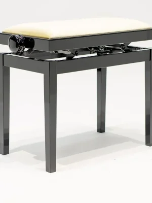 Schnäppchen - Discacciati Klavierbank 105 R Schwarz poliert Velour Beige