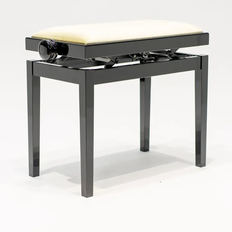 Schnäppchen - Discacciati Klavierbank 105 R Schwarz poliert Velour Beige