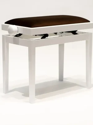 Discacciati Klavierbank 105 R weiss poliert Velour Braun - Preiswert