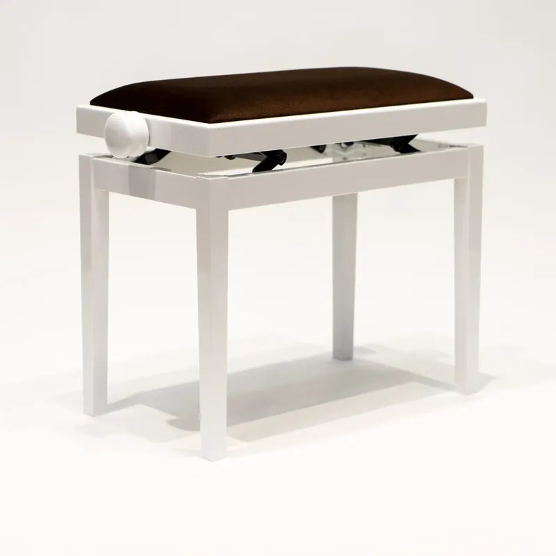 Discacciati Klavierbank 105 R weiss poliert Velour Braun - Preiswert