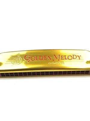Zertifiziert | Hohner Golden Melody Nr. 2416 – Tremolo-Mundharmonika in C-Dur (40 Töne, 3 Oktaven, goldeloxierte Deckel)