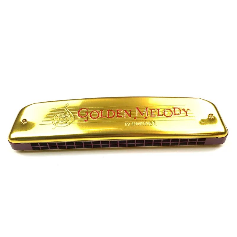 Zertifiziert | Hohner Golden Melody Nr. 2416 – Tremolo-Mundharmonika in C-Dur (40 Töne, 3 Oktaven, goldeloxierte Deckel)