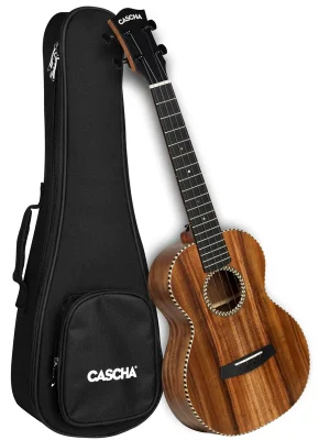 CASCHA HH2349 Tenor-Ukulele – Decke aus massiver Akazie, Boden & Zargen aus laminierter Akazie, inkl. Tasche - Neues Produkt